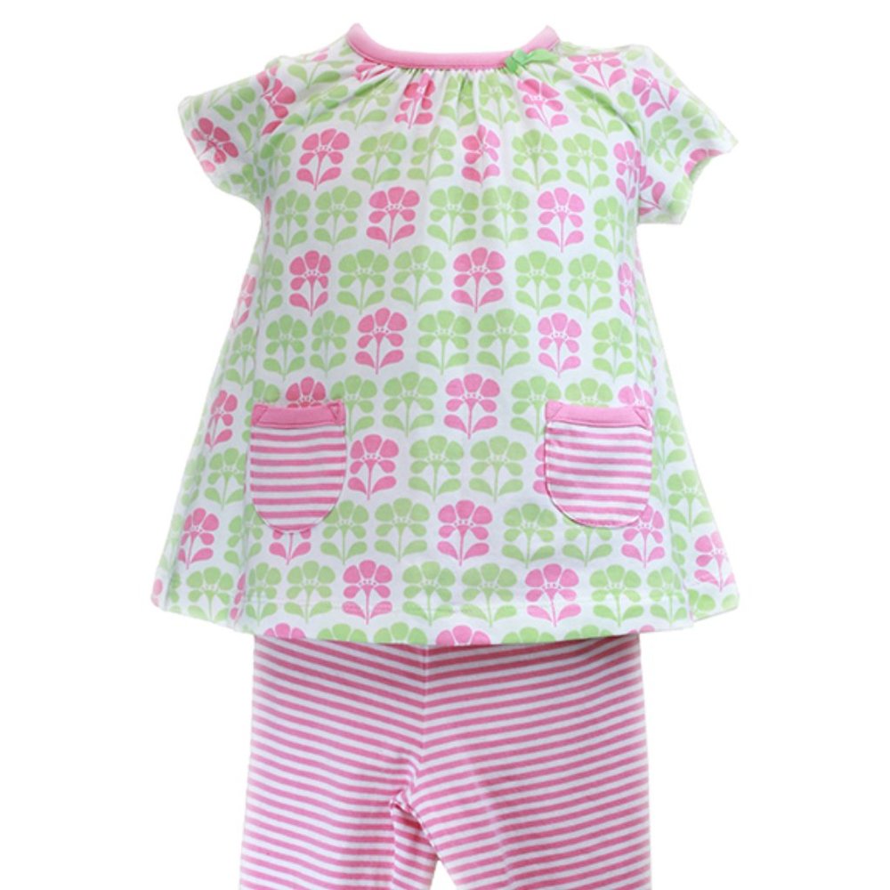 OffSpring Pink & Green Tunic Legging Set